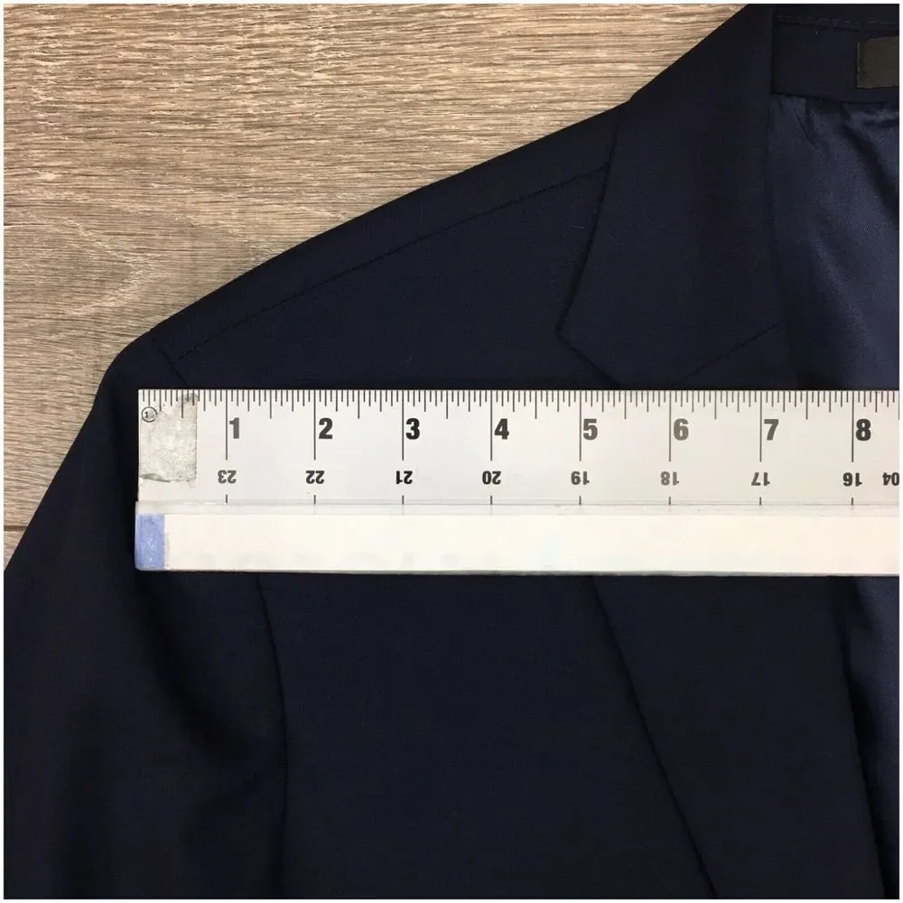 NORDSTROM Mens Blazer Sport Coat Casual Jacket‎ Size 40R Trim Fit Blue Wool Suit